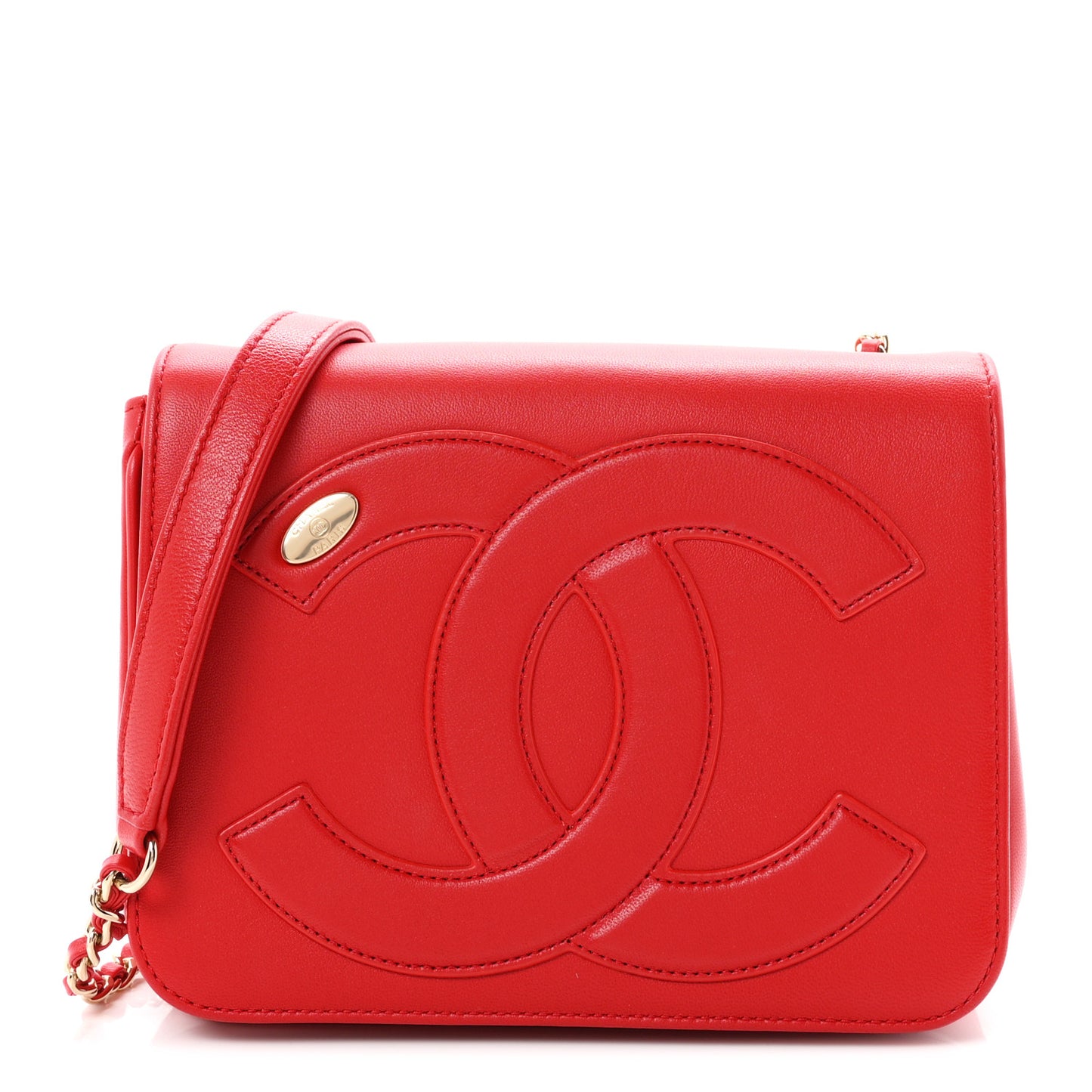 Lambskin CC Mania Flap Bag Red