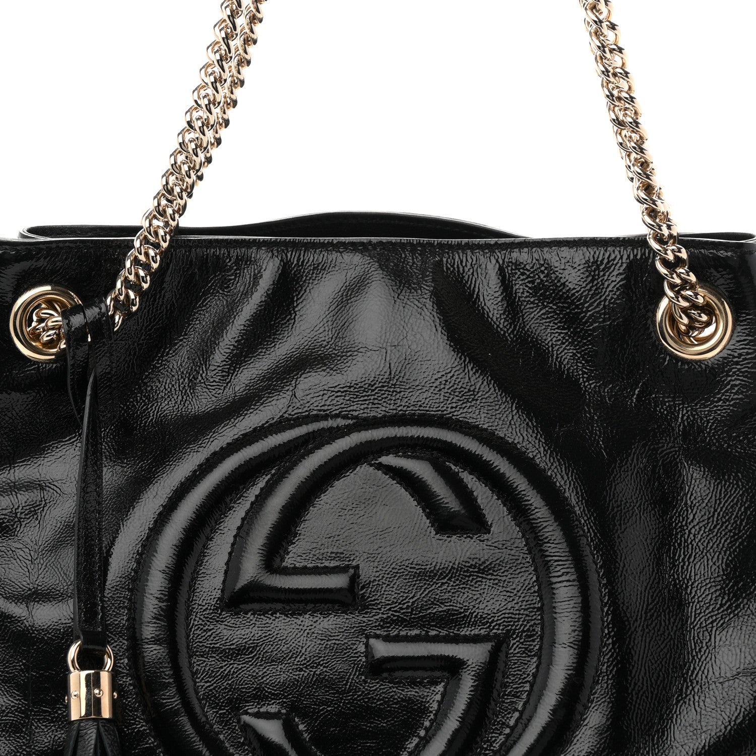Gucci Patent Medium Soho Chain Shoulder Bag Black 9 of 11