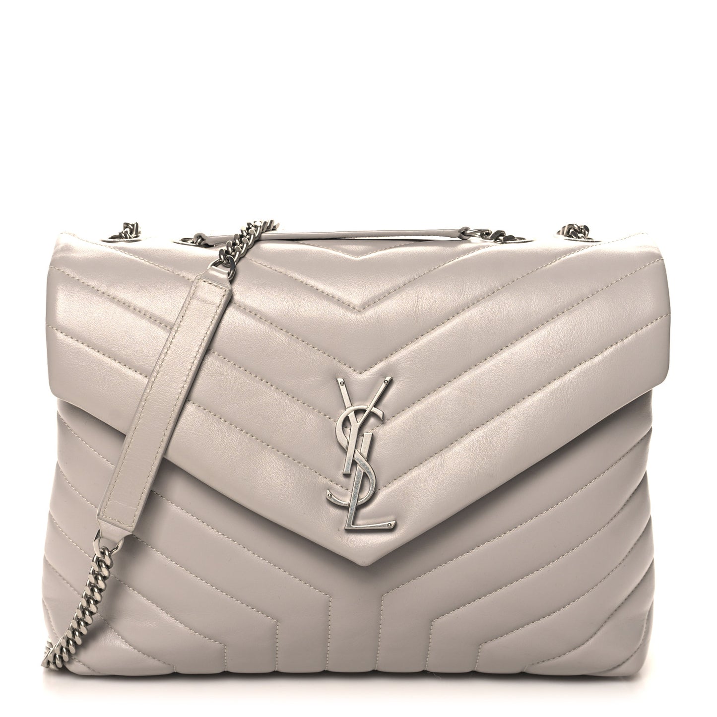 Calfskin Y Quilted Monogram Medium Loulou Chain Satchel Granite