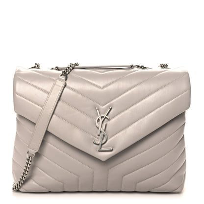 Saint Laurent Calfskin Y Quilted Monogram Medium Loulou Chain Satchel Granite 1 of 12