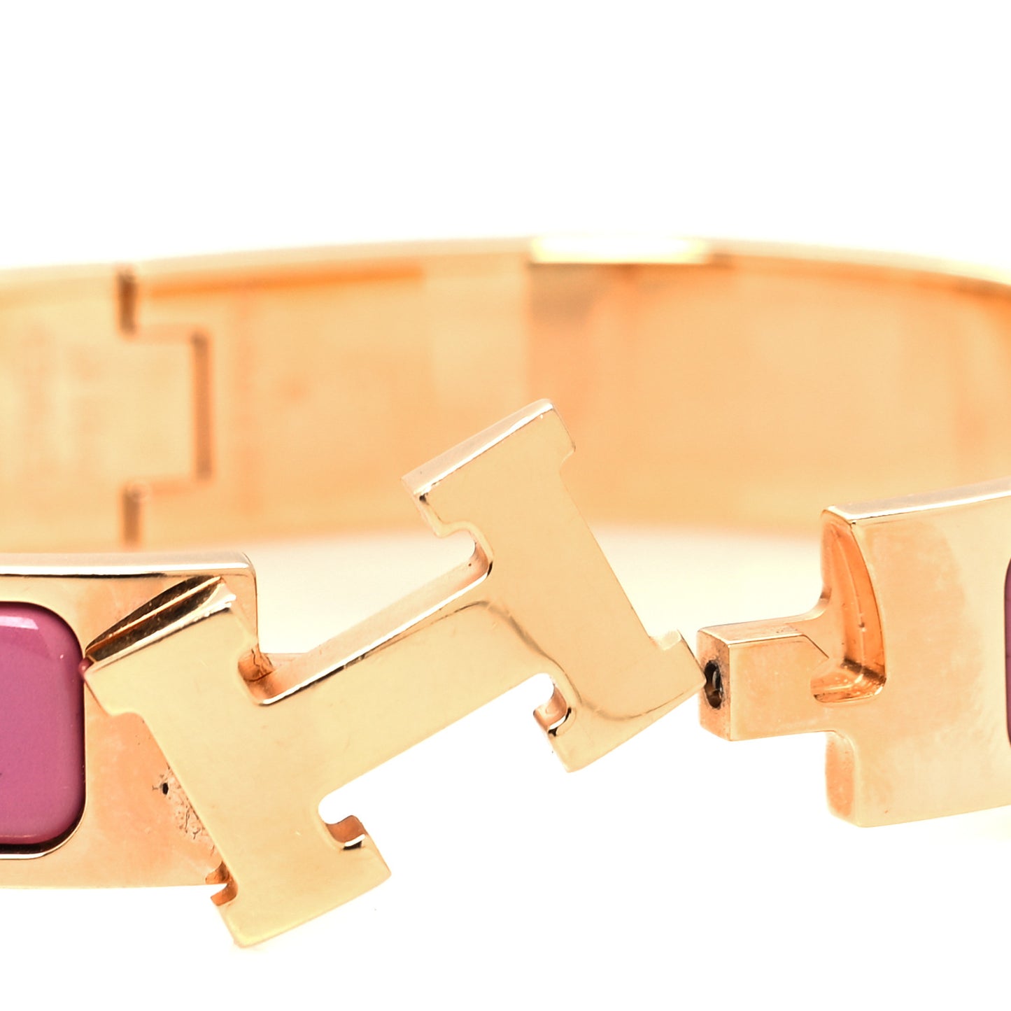 Enamel Narrow Clic Clac H Bracelet PM Rose Velours