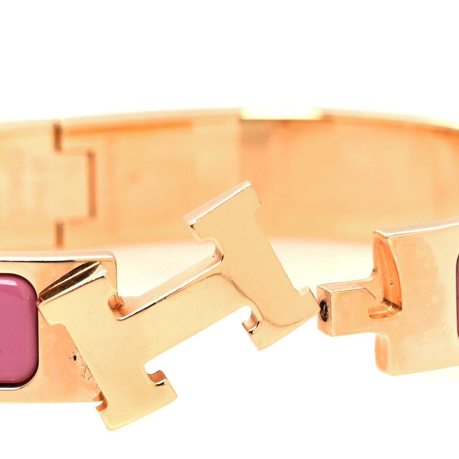 Hermes Enamel Narrow Clic Clac H Bracelet PM Rose Velours 4 of 5