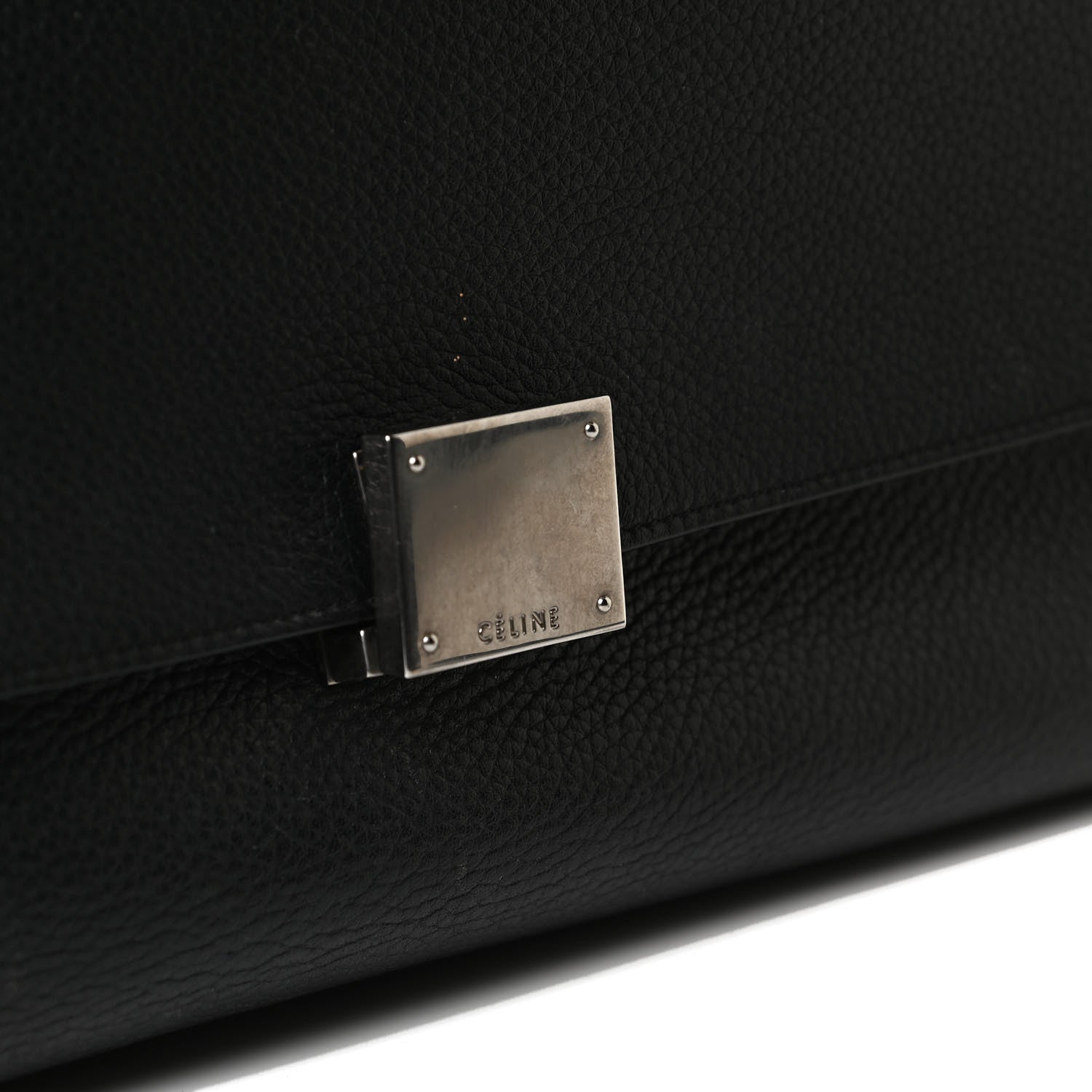 Celine Drummed Calfskin Suede Medium Trapeze Black 12 of 13