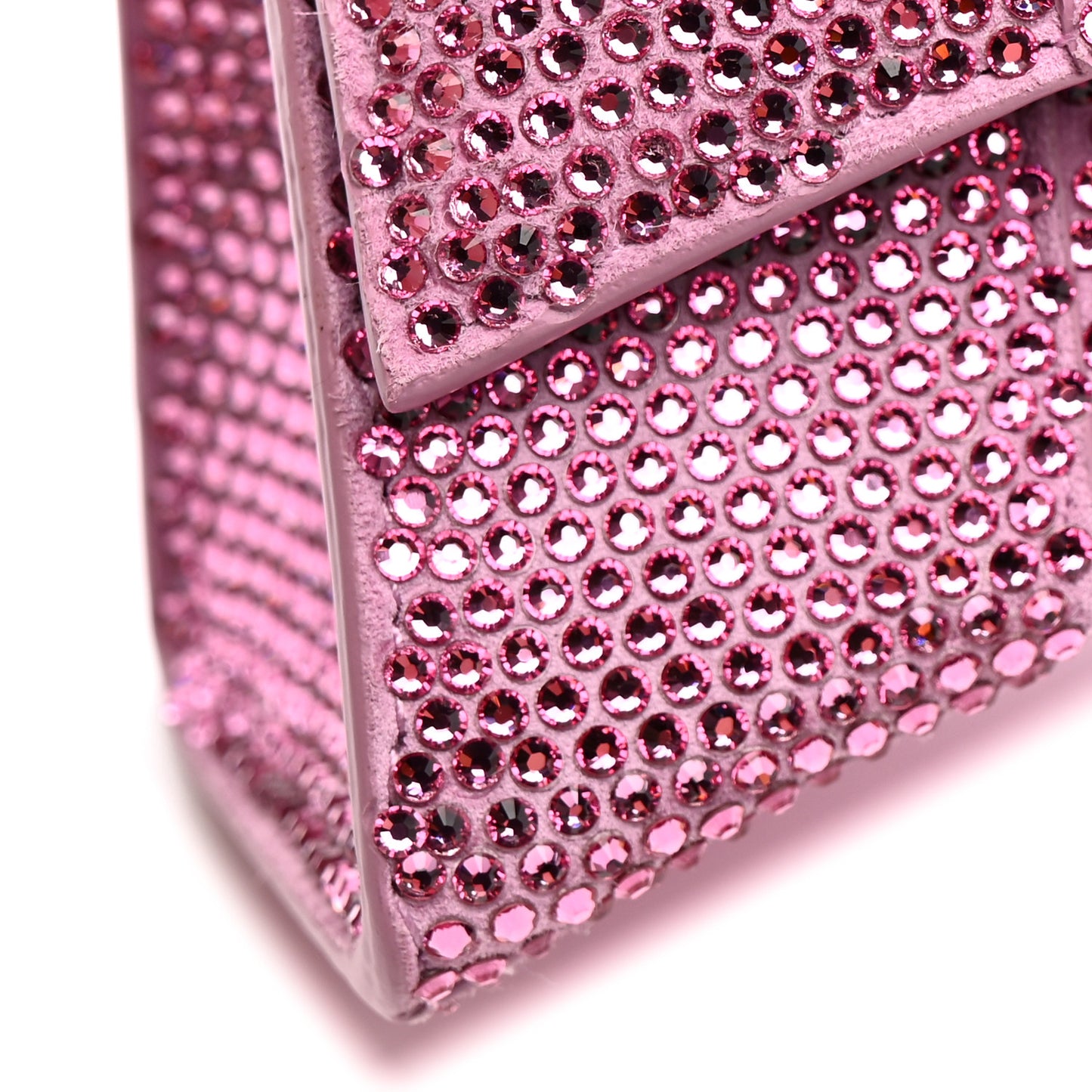 Strass Suede Hourglass Top Handle Bag XS Pink