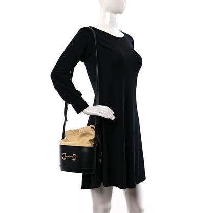 Gucci Azalea Sakai Be Green Calfskin Horsebit 1955 Drawstring Bucket Bag Black Butter 2 of 9