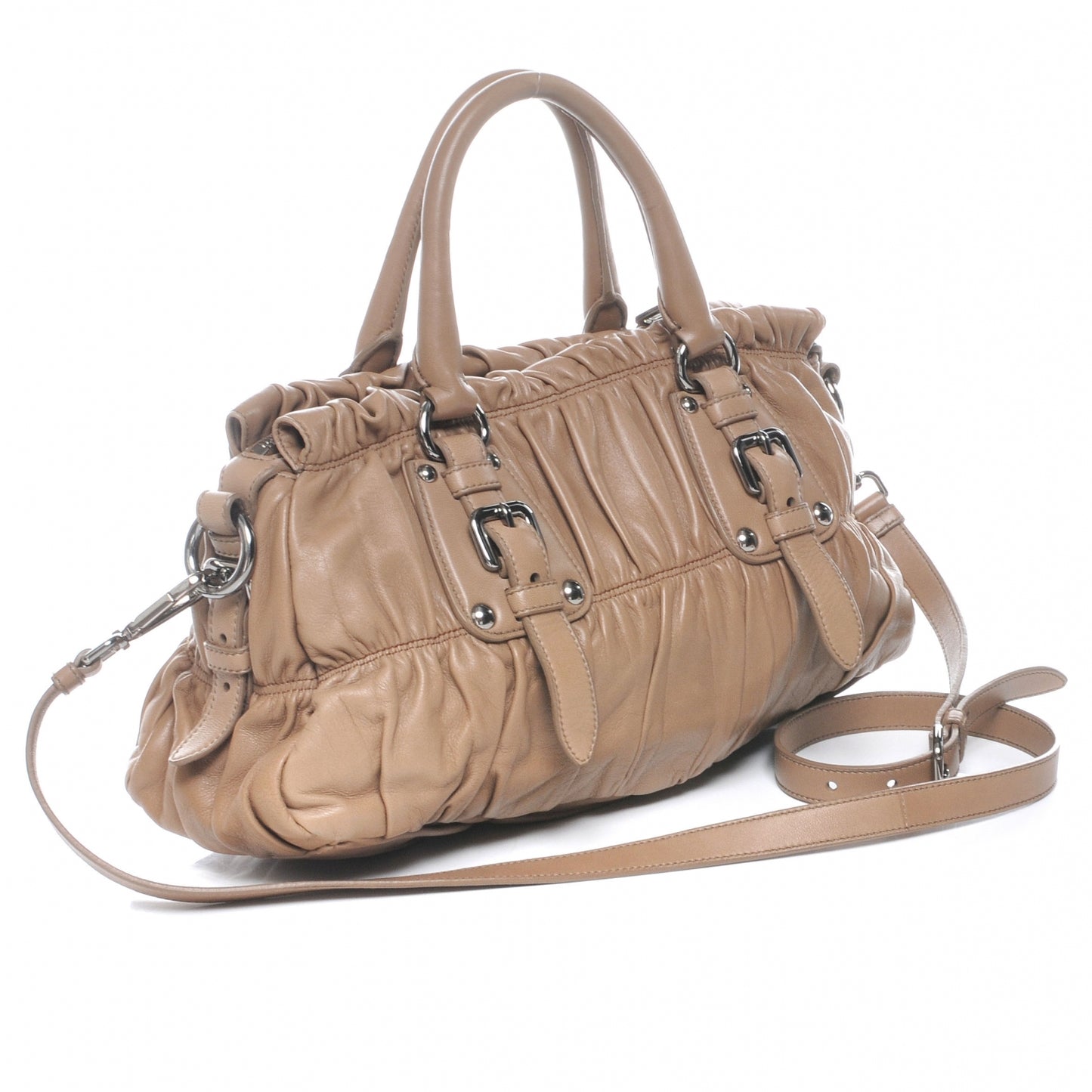 Nappa Gaufre Shopping Satchel Visone