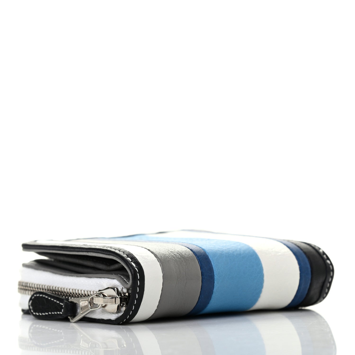 Balenciaga Veau Arena Multicolore Bazar Compact Zip Around Wallet Bleu Gris White Black 3 of 6