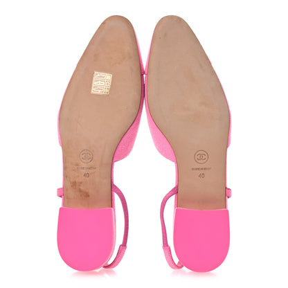 Chanel Denim Cap Toe CC Slingback Flat 40 Neon Pink 7 of 13