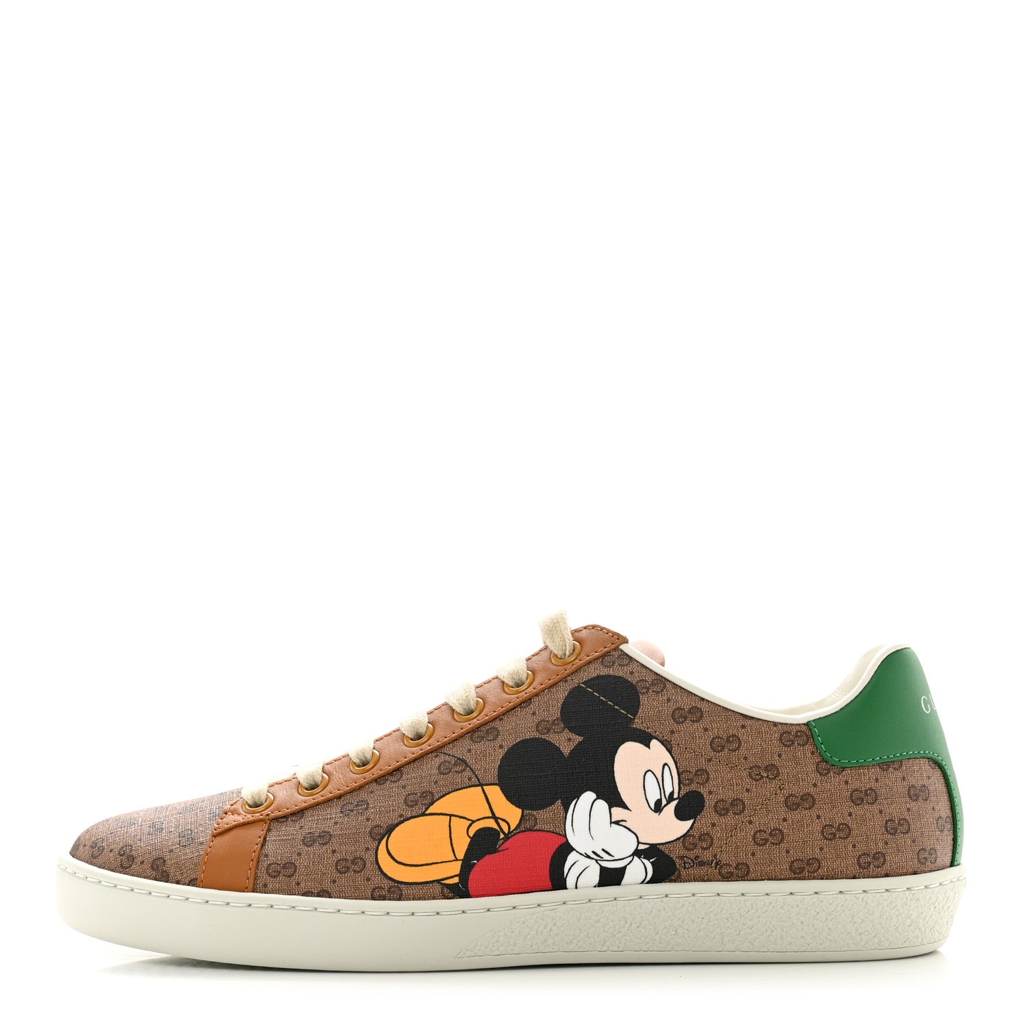 Gucci X DISNEY Mini Vintage GG Supreme Monogram Mickey Mouse Womens Ace Sneakers 38 Beige Vintage Sun Oil 1 of 9