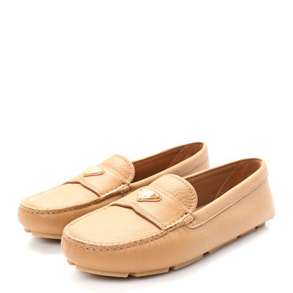 Prada Cervo Triangle Driving Loafer 39.5 Naturale 4 of 10