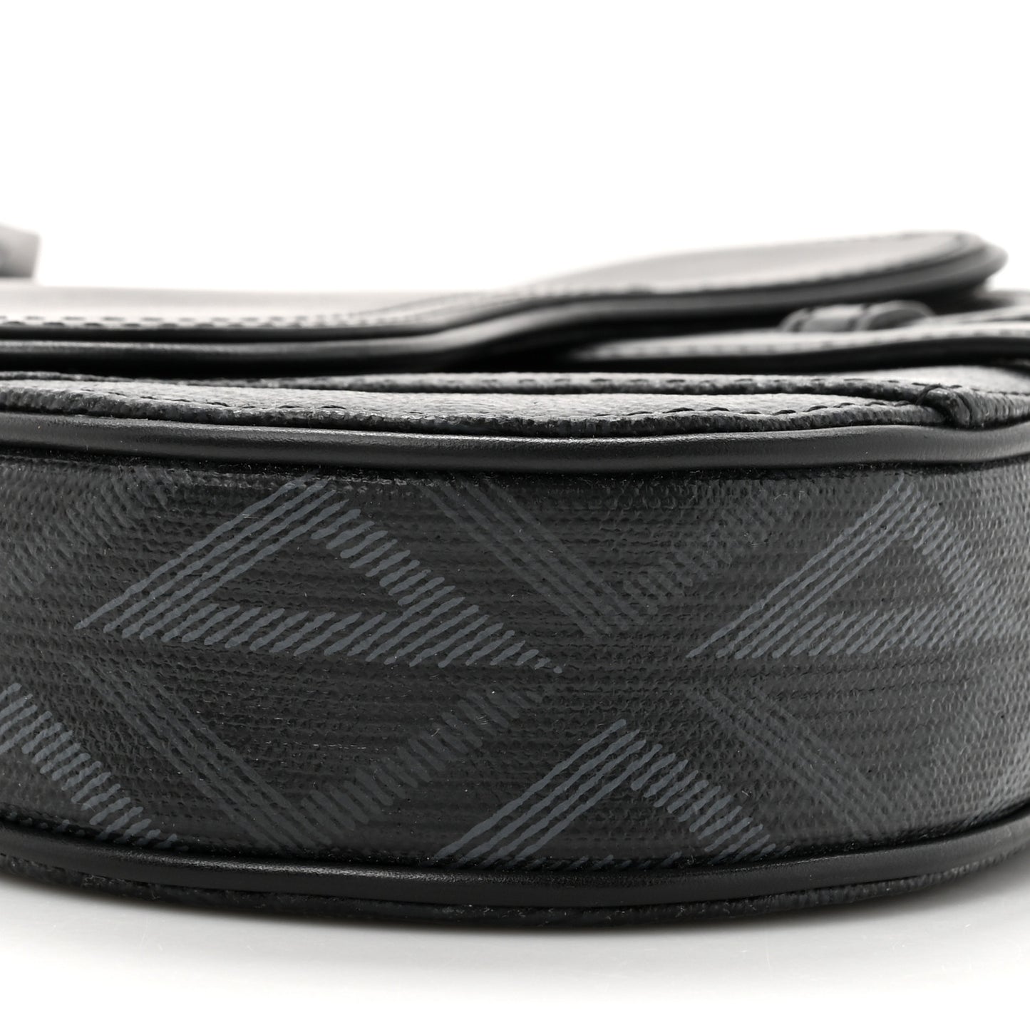 Coated Canvas CD Diamond Printed Mens Mini Saddle Bag Black