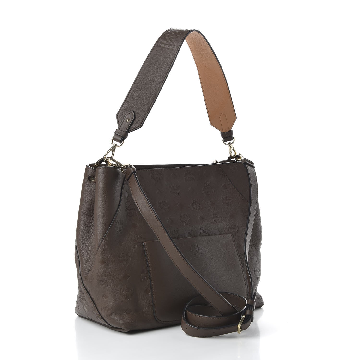 MCM Calfskin Ottomar Monogram Medium Klara Hobo Chestnut 3 of 9