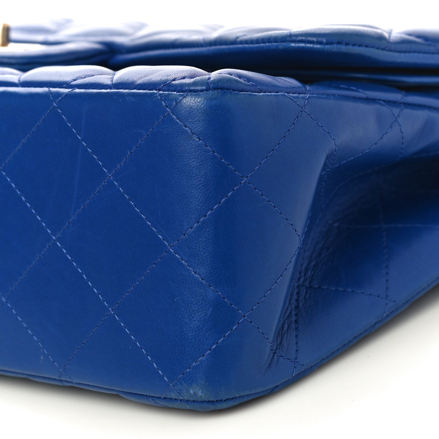Lambskin Quilted Jumbo Double Flap Blue