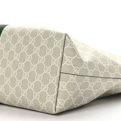 Gucci GG Supreme Monogram Textured Dollar Calfskin Web Medium Ophidia Shopping Tote Beige Mystic White Oatmeal 10 of 10
