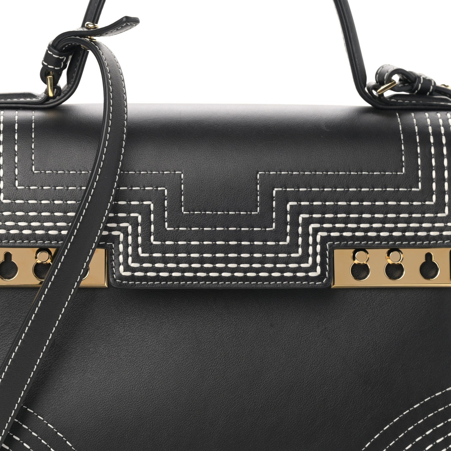 Delvaux Calfskin Stitch MM Tempete Satchel Black 7 of 10