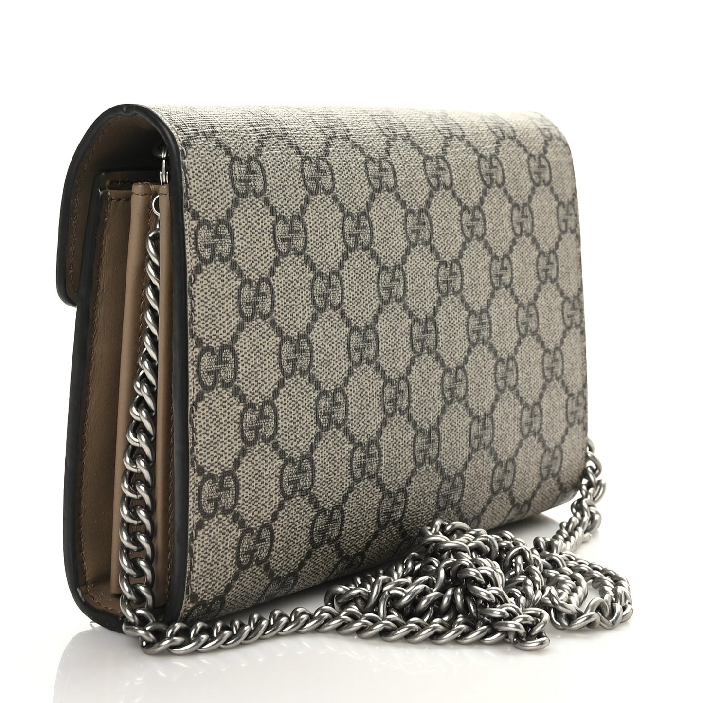 GG Supreme Monogram Mini Dionysus Chain Wallet Beige Taupe