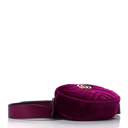 Gucci Velvet Matelasse GG Marmont Belt Bag 85 34 Fuchsia Violet Cyclamen 3 of 10