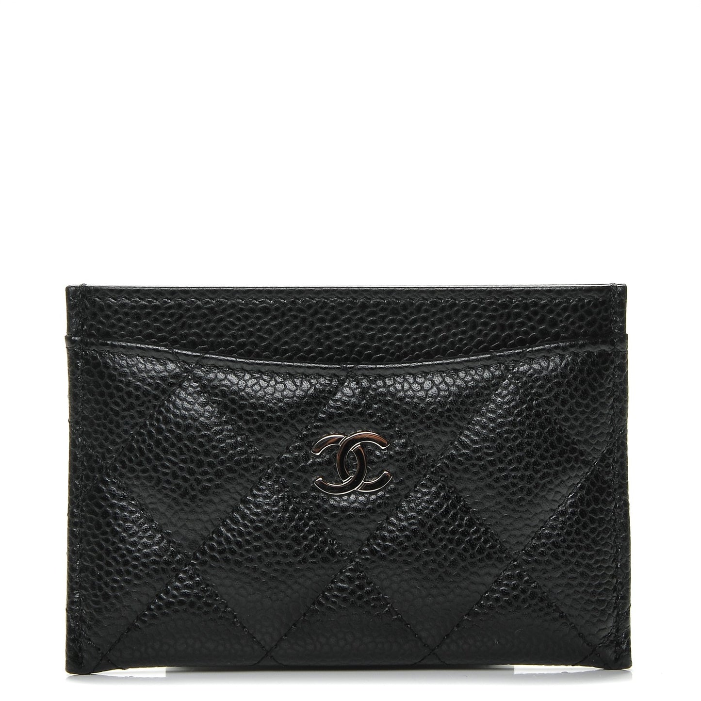 Caviar Quilted Card Holder Black