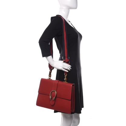 Gucci Moon Calfskin Web Large Dionysus Bamboo Top Handle Bag Hibiscus Red 3 of 18