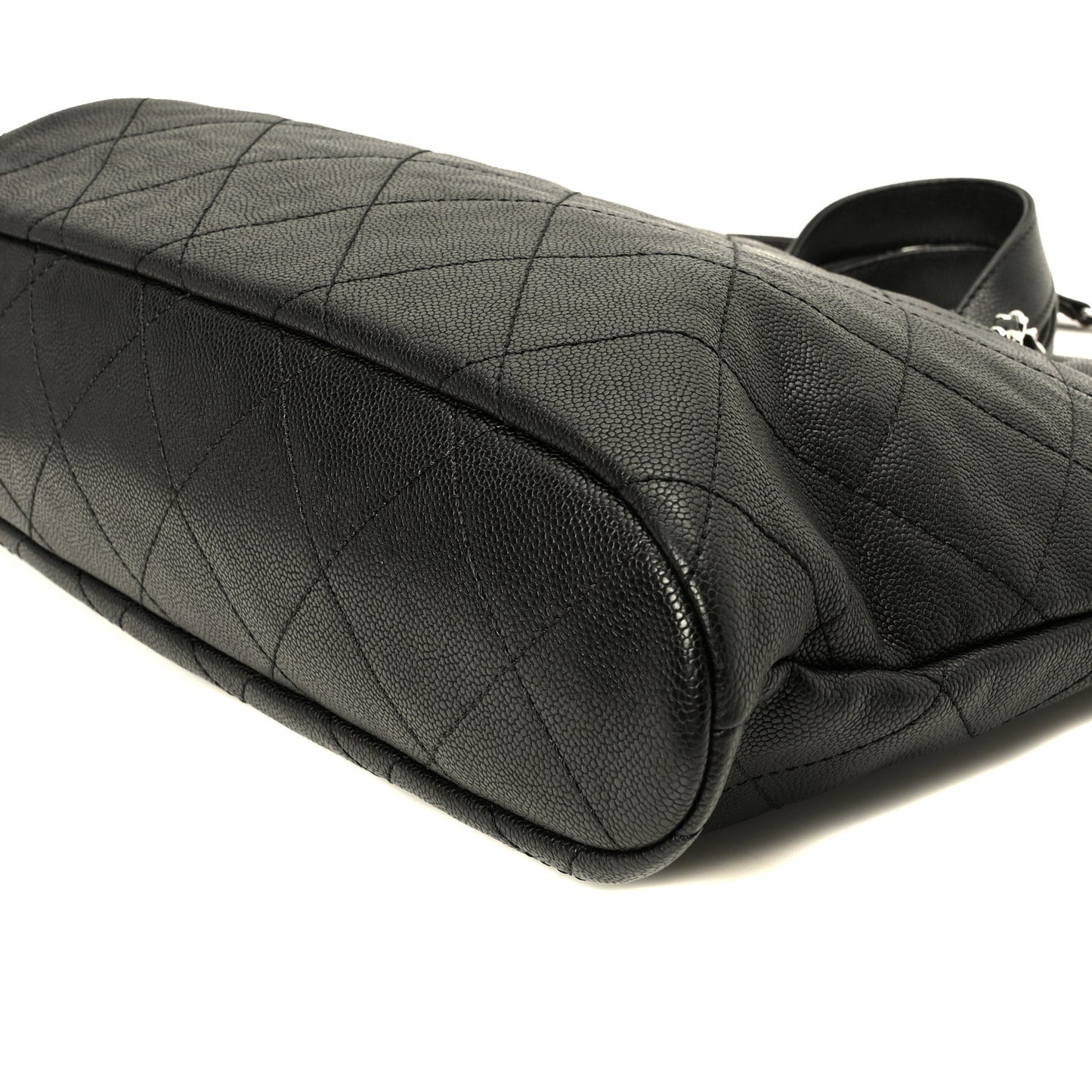 Caviar Quilted Shopping Tote Black