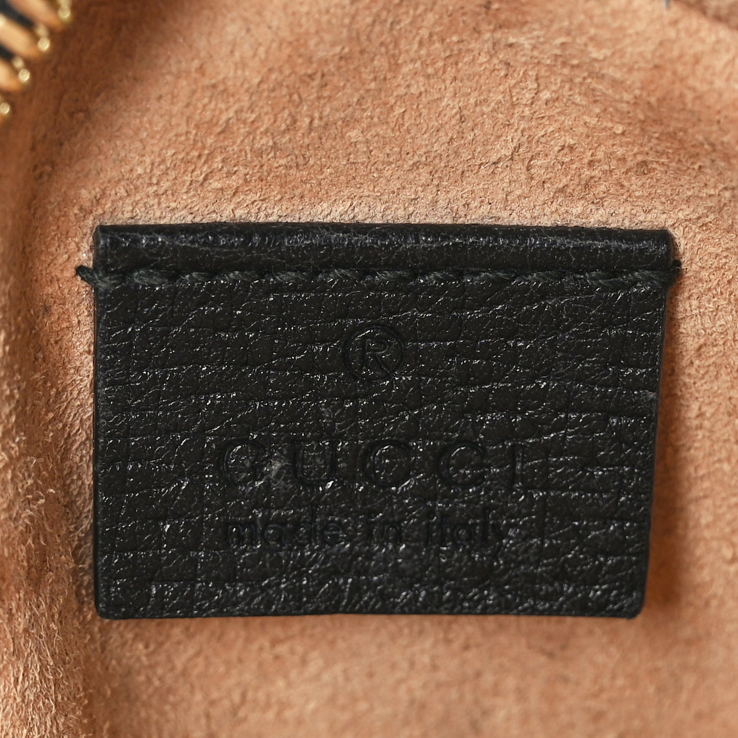 Grained Calfskin Web Mini Ophidia Round Shoulder Bag Black