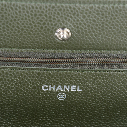 Chanel Caviar Quilted Wallet On Chain WOC Dark Green 6 of 8