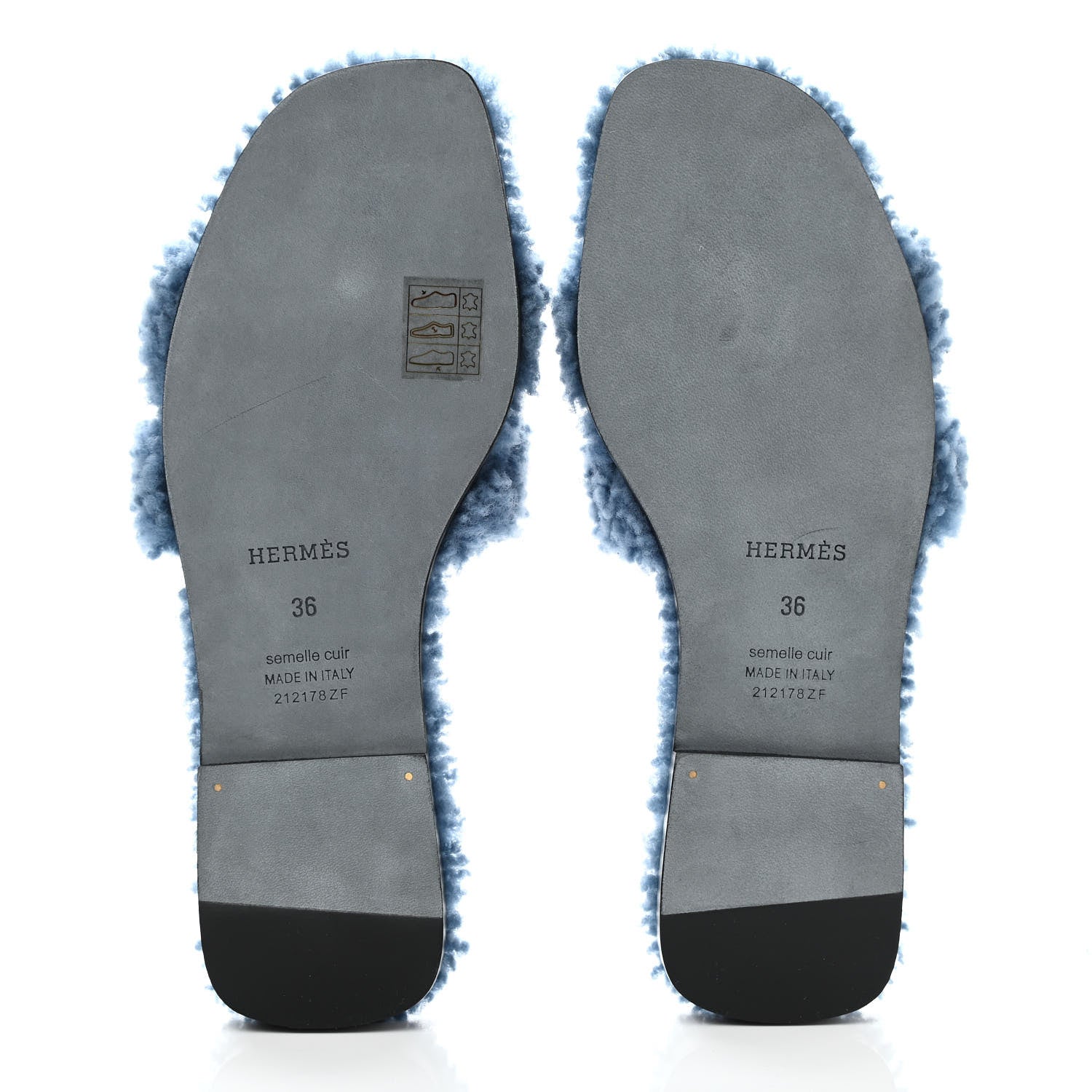 Hermes Woolskin Oran Sandals 36 Bleu 5 of 7