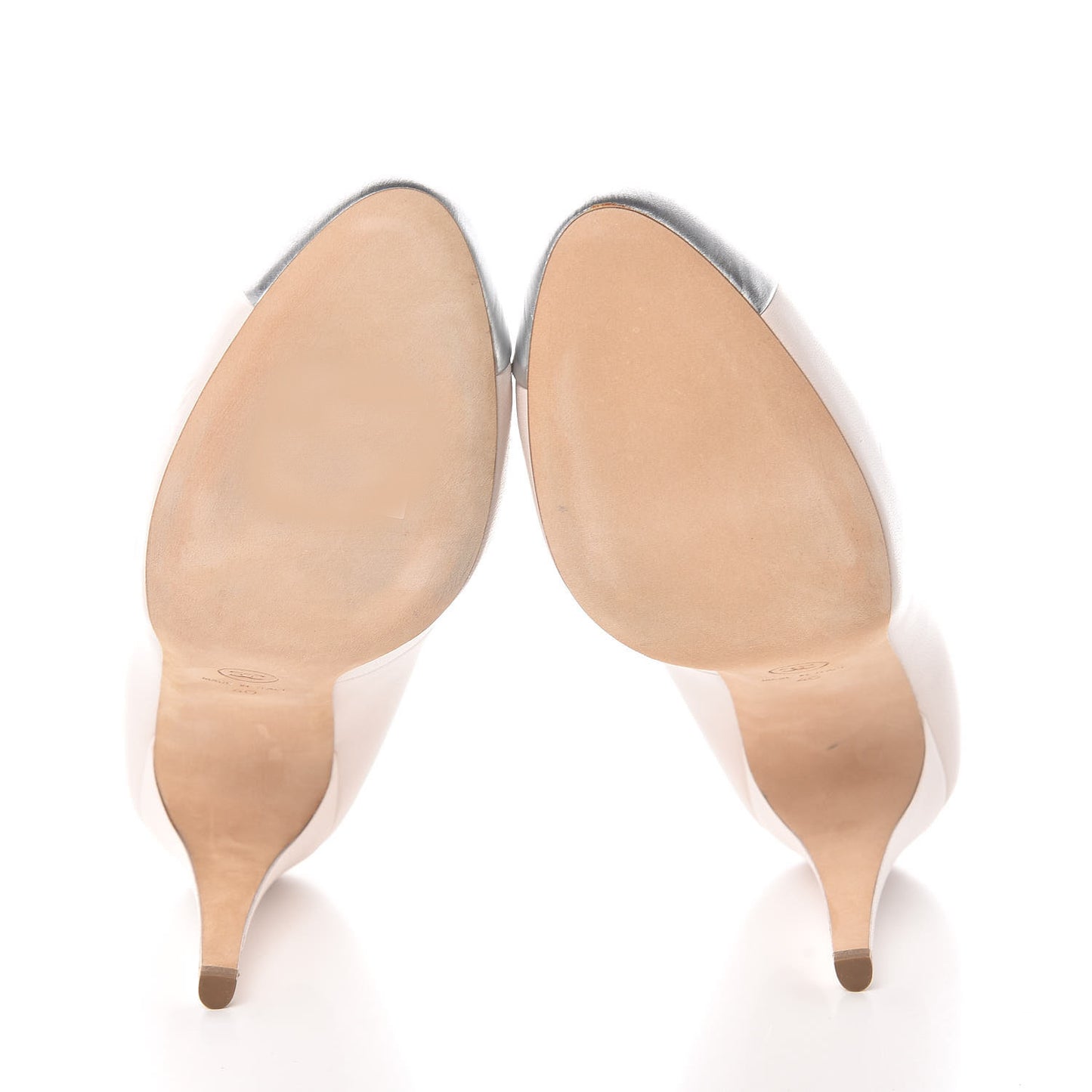 Lambskin Metallic Cap Toe CC Pumps 40 Beige Silver