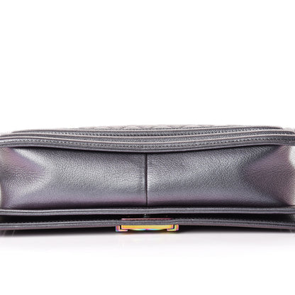 Chanel Iridescent Goatskin Quilted New Medium Boy Flap Purple 14 of 17