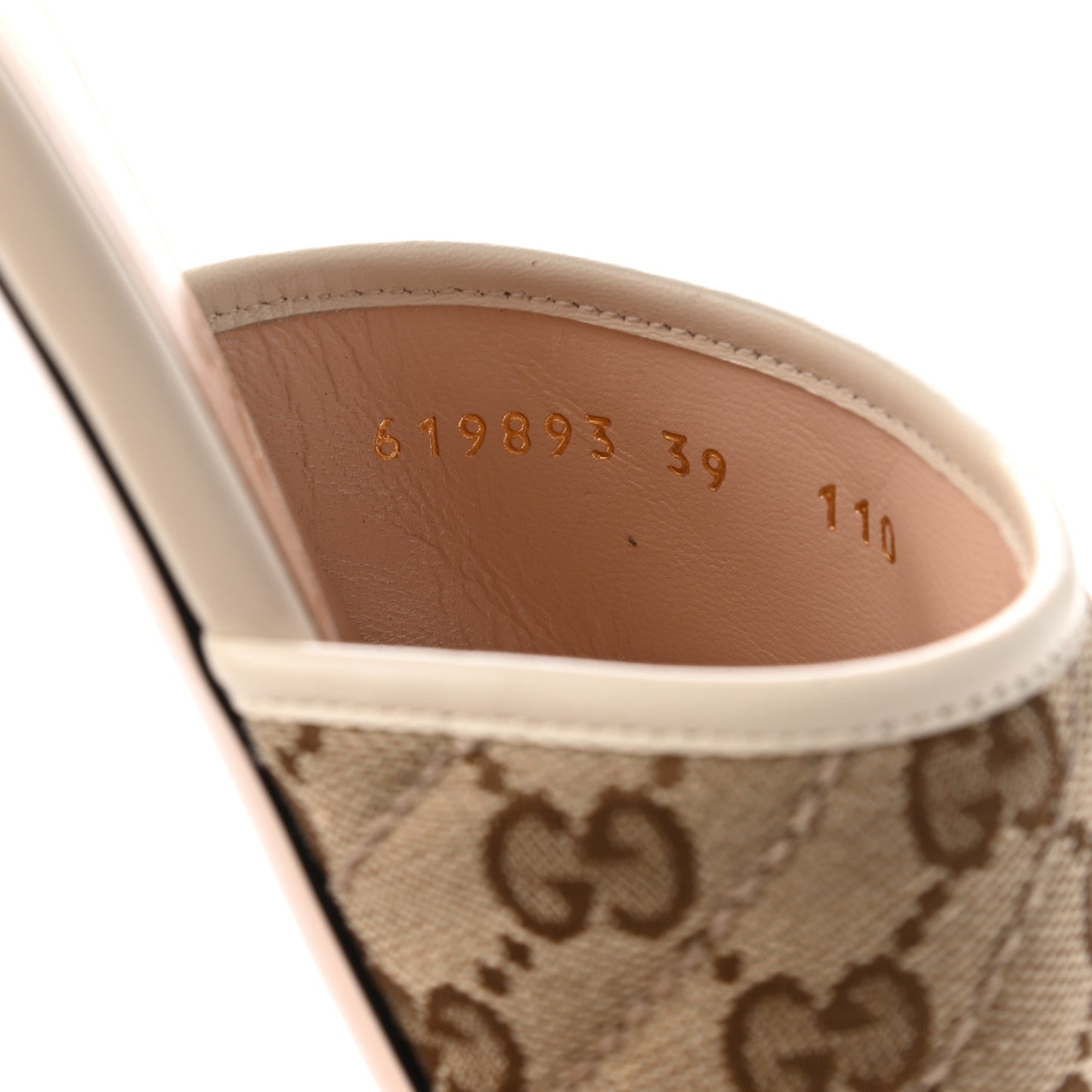 Monogram Matelasse Diagonal GG Marmont Flat Slide Sandals 39 Beige Ebony Mystic White