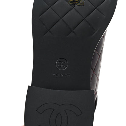 Chanel Lambskin Quilted Cap Toe CC Turnlock Booties 41 Burgundy Black 6 of 8