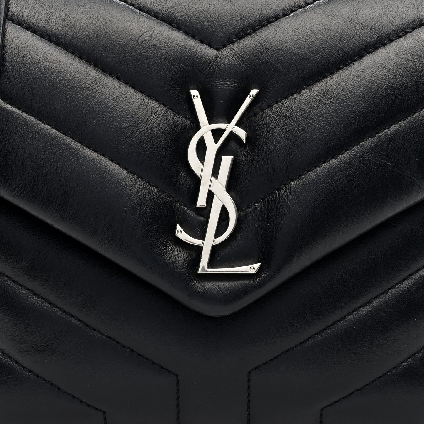 Calfskin Y Quilted Monogram Small Loulou Chain Satchel Black