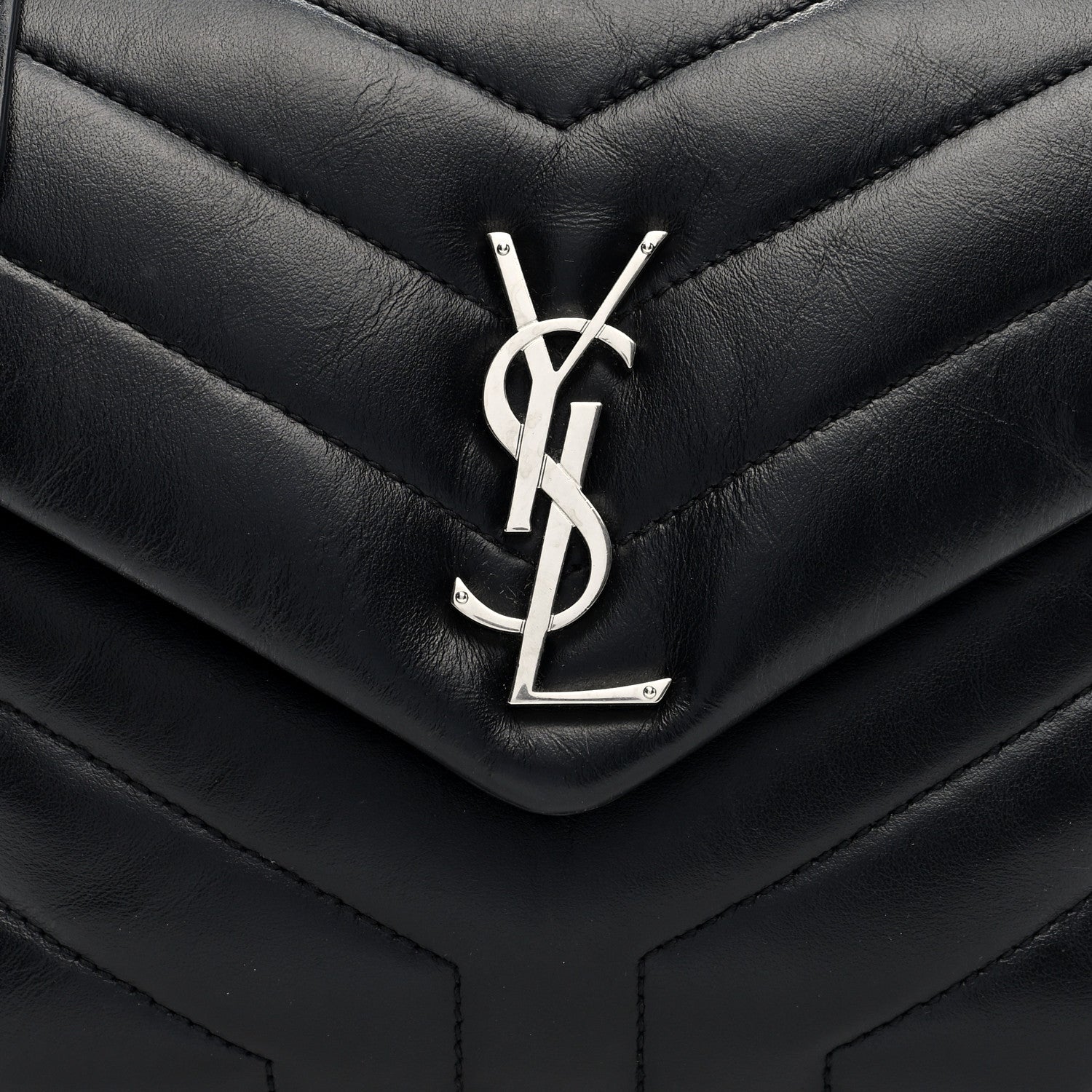 Saint Laurent Calfskin Y Quilted Monogram Small Loulou Chain Satchel Black 7 of 9