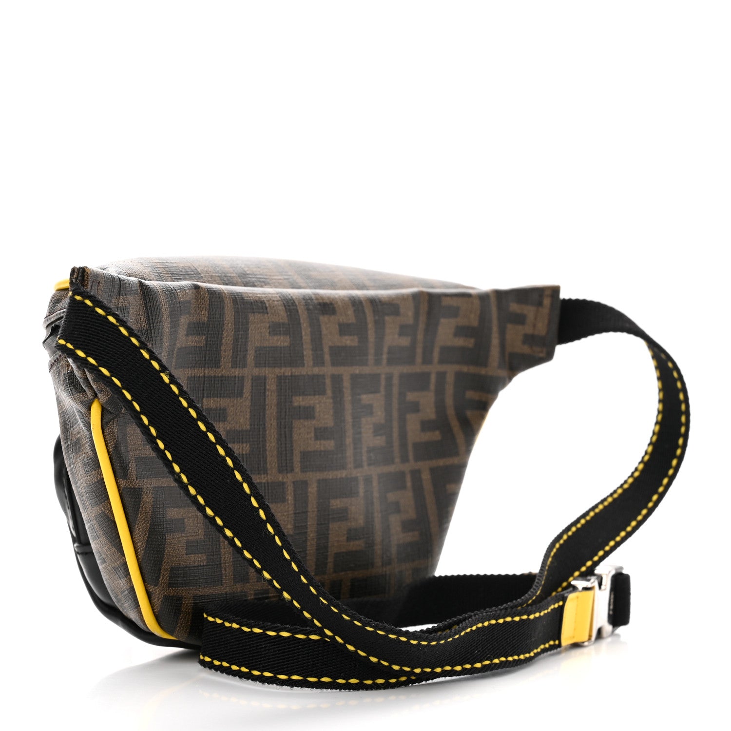 Fendi Glazed Fabric Vitello Century FF 1974 Pocket Belt Bag Mogano Panna Black Sunflower 3 of 10