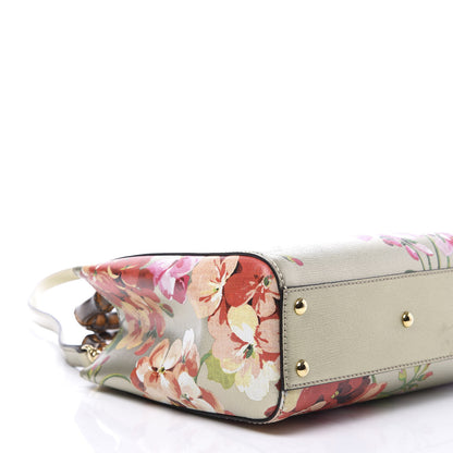 Gucci Metallic Shangai Calfskin Blooms Print Mini Bamboo Shopper Tote Gold Multicolor 10 of 11