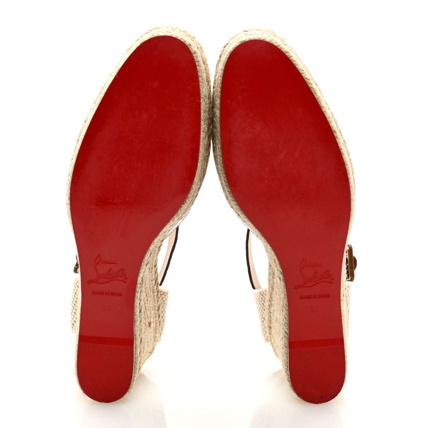 Christian Louboutin Calfskin Crocodile Embossed Amelia 90 Espadrille Wedges 39 Brown 5 of 7