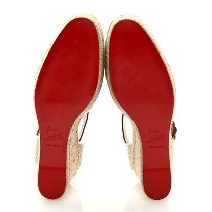 Christian Louboutin Calfskin Crocodile Embossed Amelia 90 Espadrille Wedges 39 Brown 5 of 7