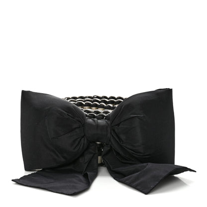 Chanel Grosgrain Silk Chain CC Bow Belt Black Ecru 1 of 8