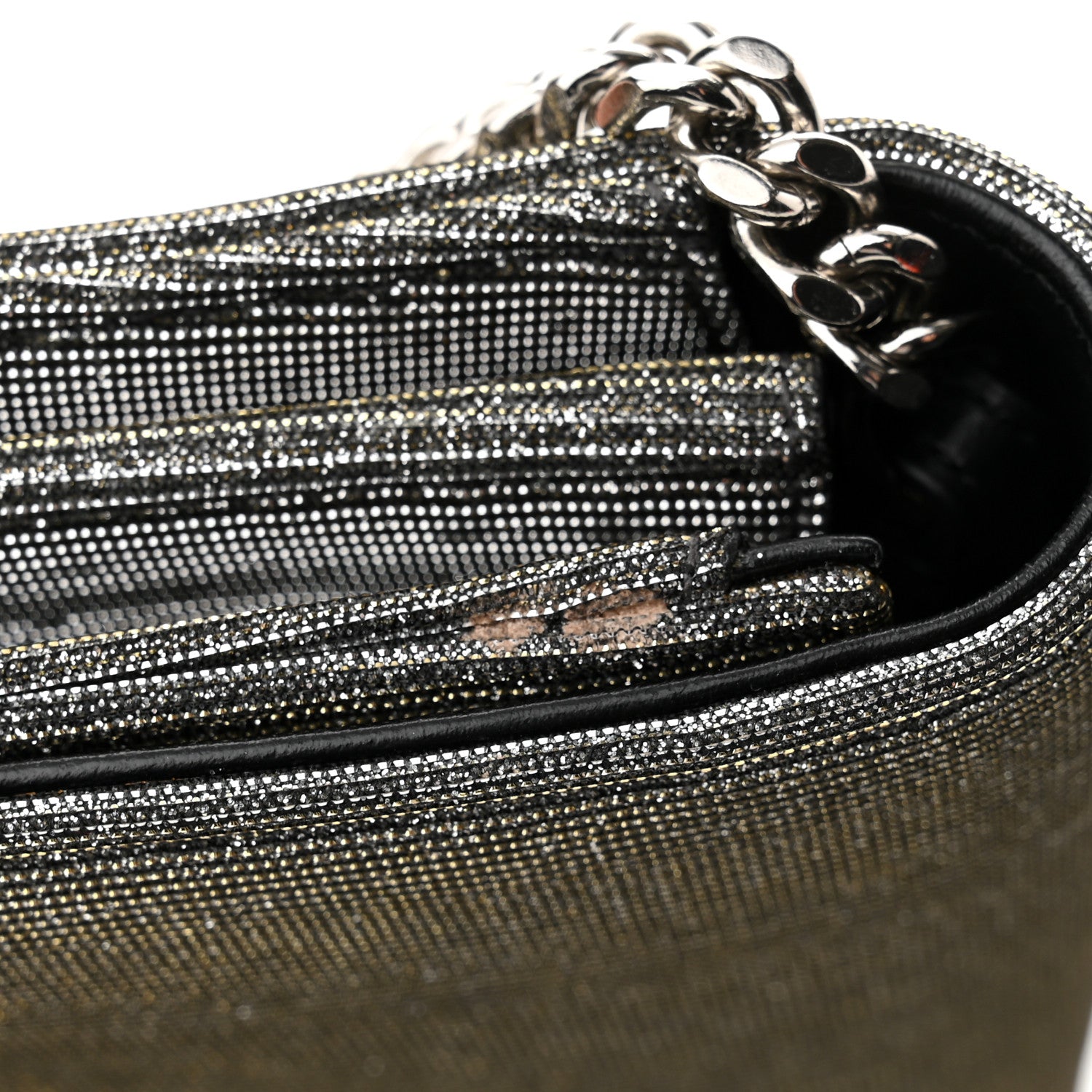 Saint Laurent Grained Metallic Calfskin Monogram Chain Wallet 10 of 12