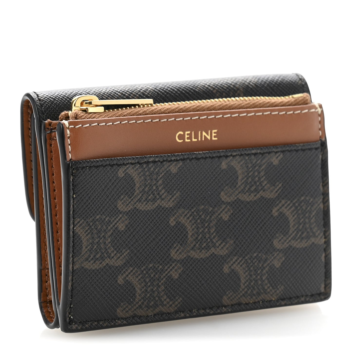 Canvas Triomphe Compact Triomphe Wallet With Coin Purse Tan