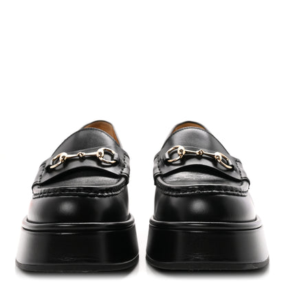Gucci Kama Calfskin Horsebit Womens Wedge Platform Loafers 38.5 Black 2 of 10