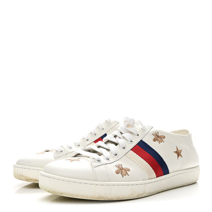 Gucci Calfskin Bee Star Embroidered Sylvie Web Ace Sneakers 37.5 White 4 of 11