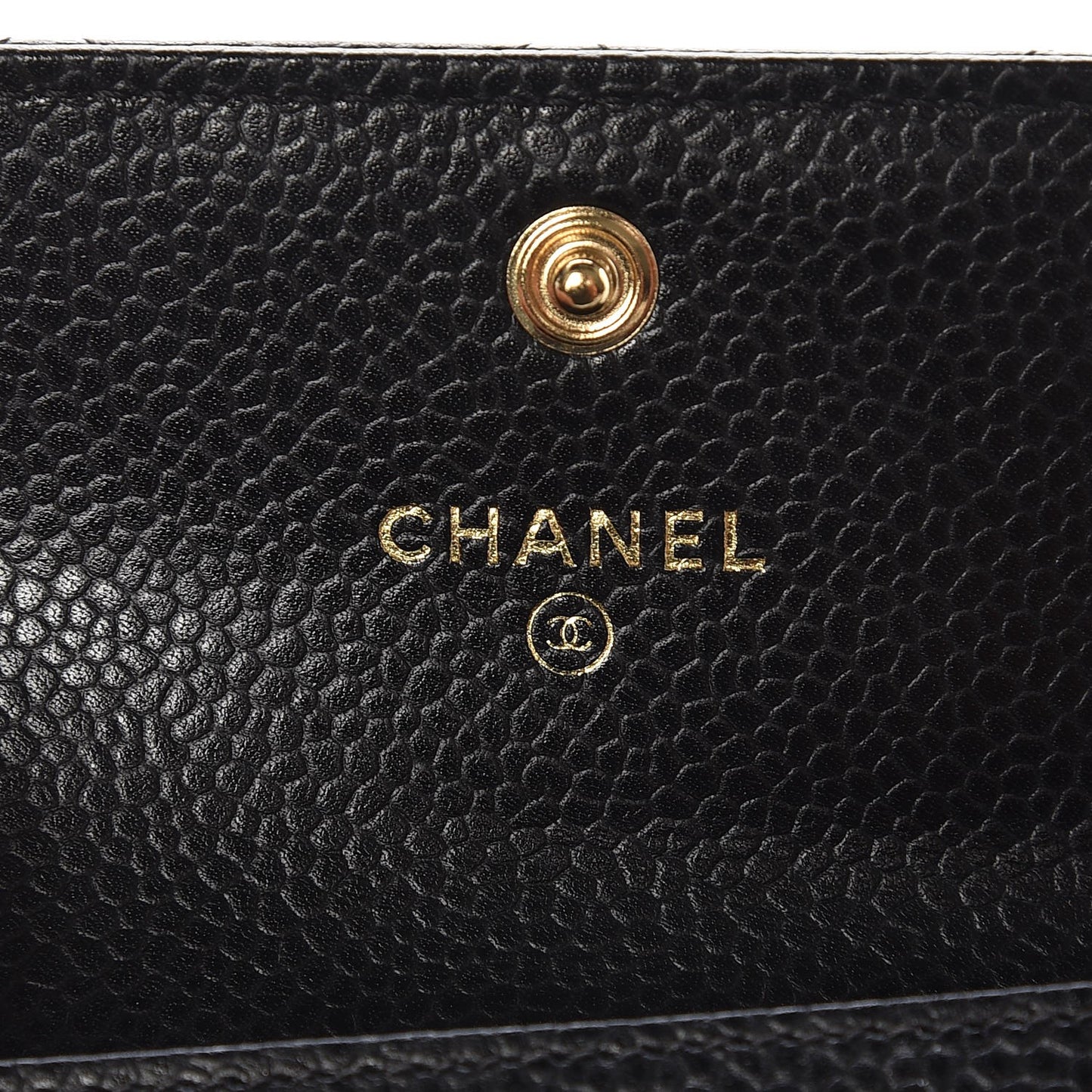 Caviar Quilted Flap Card Holder Black