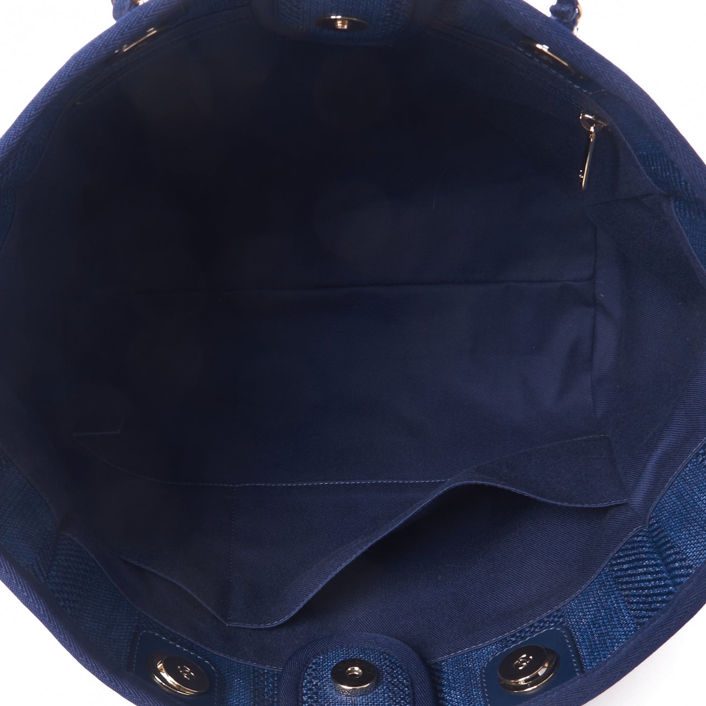 Mixed Fibers Striped Small Deauville Tote Navy Blue