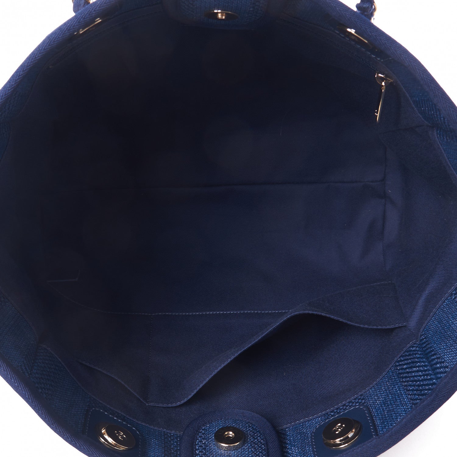 Chanel Mixed Fibers Striped Small Deauville Tote Navy Blue 7 of 10
