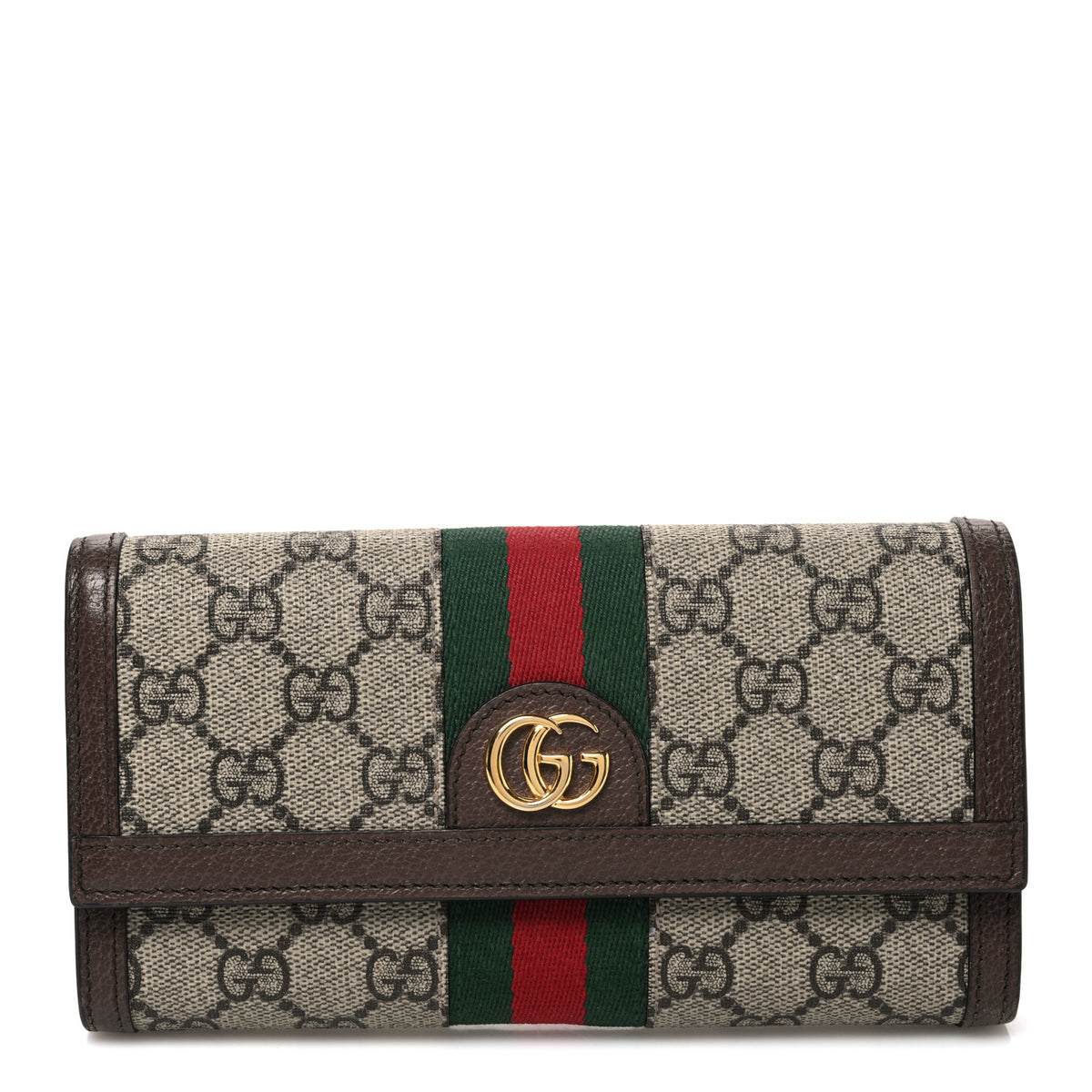 GG Supreme Monogram Web Ophidia Continental Wallet Brown