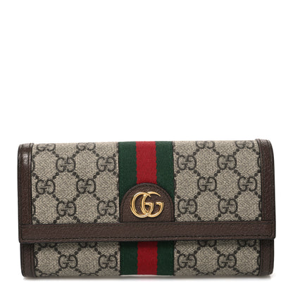 Gucci GG Supreme Monogram Web Ophidia Continental Wallet Brown 1 of 7