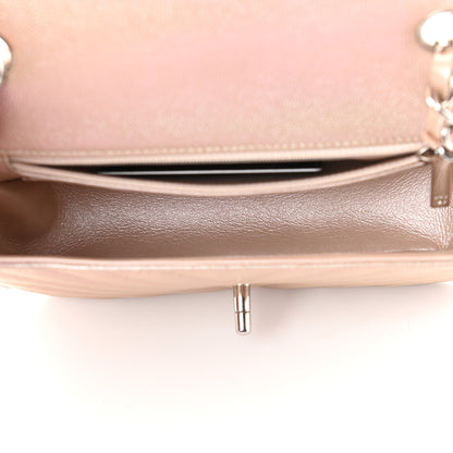 Chanel Iridescent Caviar Chevron Quilted Mini Rectangular Flap Light Gold 5 of 11