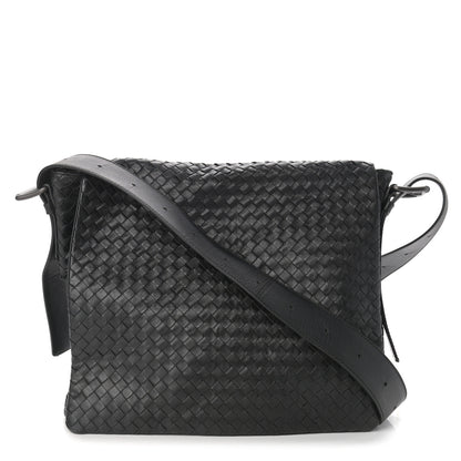 Bottega Veneta Calfskin Intrecciato Crossbody Messenger Bag Black 1 of 11
