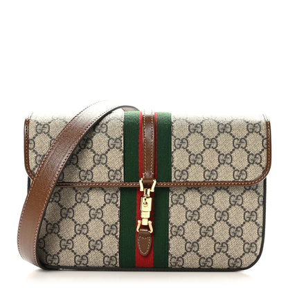 Gucci GG Supreme Monogram Azalea Calfskin Web Jackie 1961 Belt Bag 100 40 Beige Ebony Brown Sugar 1 of 10